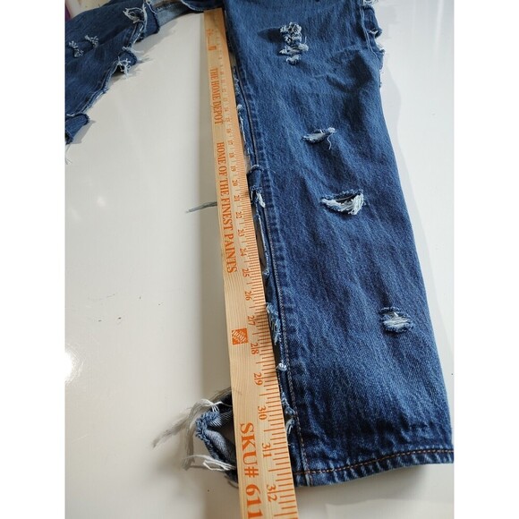 Denim Chaps LEVI 501 WOMEN Custom Cut Biker PUNK Jeans Distressed Custom 36x34 - Picture 7 of 14